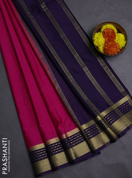 Pink & Violet Semi Mysore Silk Saree