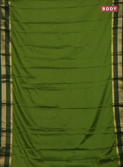 Lime Green & Green Semi Mysore Silk Saree