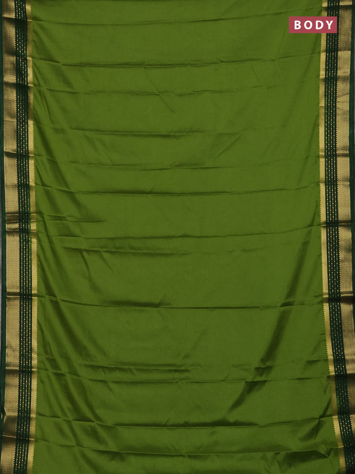 Lime Green & Green Semi Mysore Silk Saree