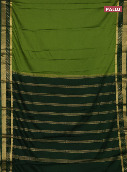Lime Green & Green Semi Mysore Silk Saree