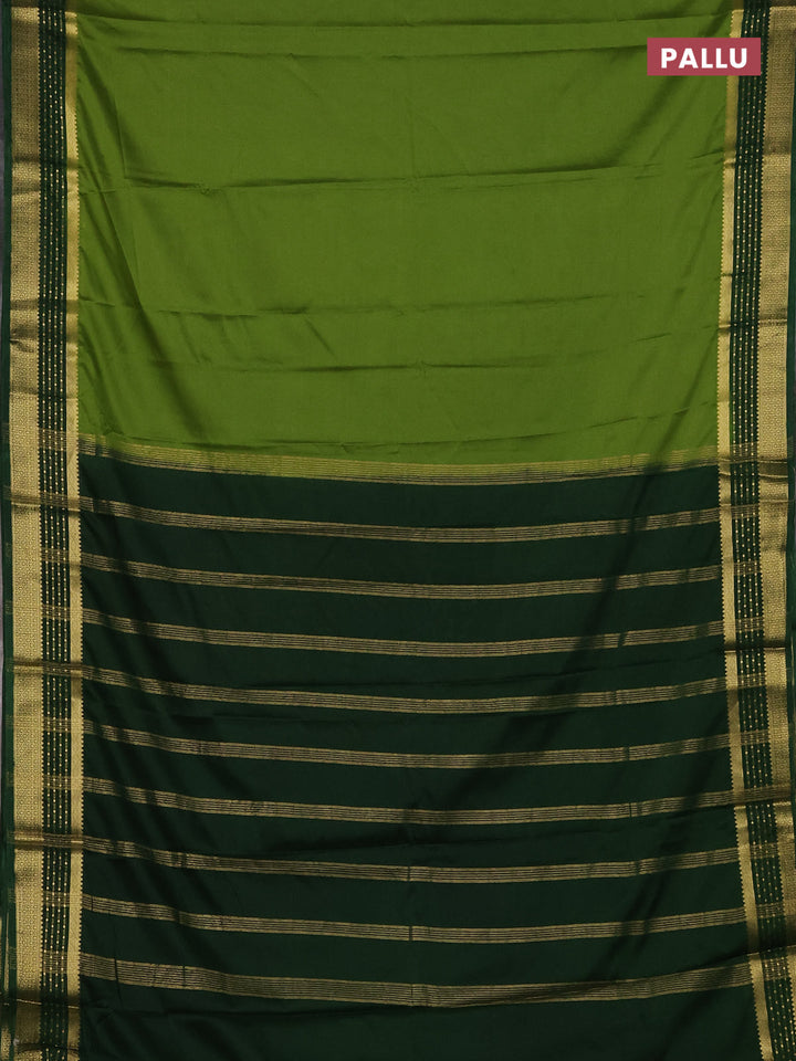 Lime Green & Green Semi Mysore Silk Saree