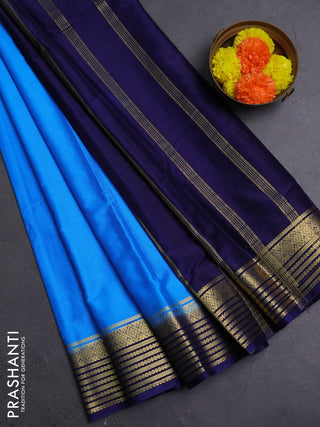Cs Blue & Navy Blue Semi Mysore Silk Saree