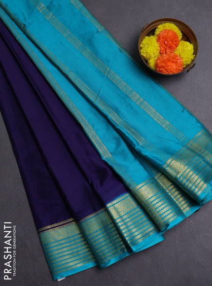 Navy Blue & Cs Blue Semi Mysore Silk Saree