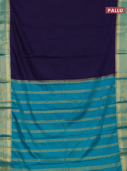 Navy Blue & Cs Blue Semi Mysore Silk Saree