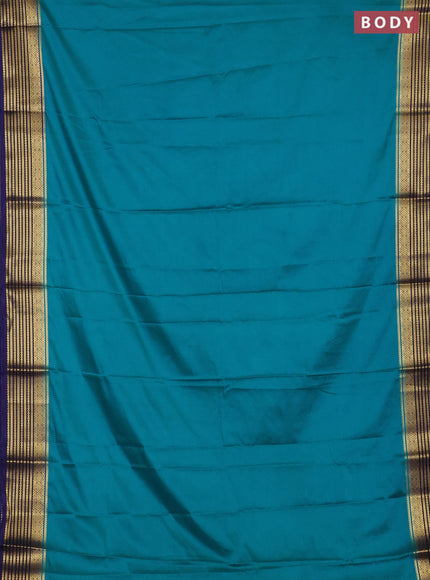 Teal Blue & Blue Semi Mysore Silk Saree