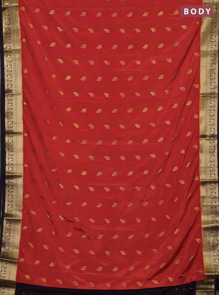 Red & Navy Blue Semi Mysore Silk Saree