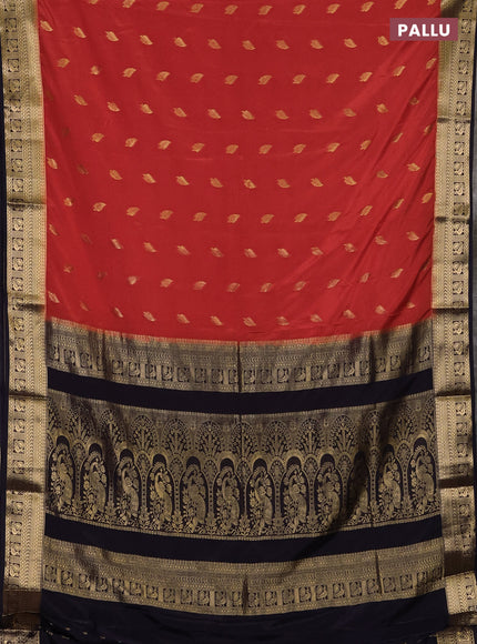 Red & Navy Blue Semi Mysore Silk Saree