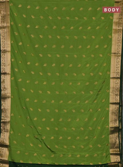 Lime Green & Green Semi Mysore Silk Saree