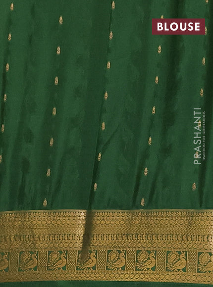 Lime Green & Green Semi Mysore Silk Saree