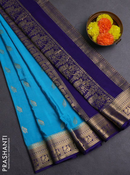 Cs Blue & Navy Blue Semi Mysore Silk Saree