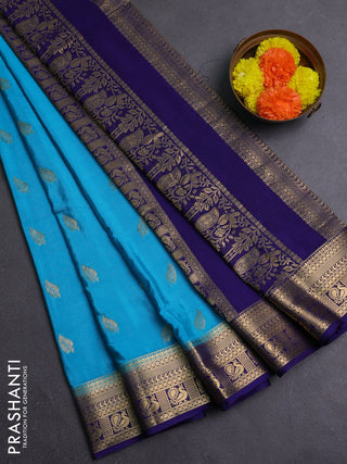 Cs Blue & Navy Blue Semi Mysore Silk Saree