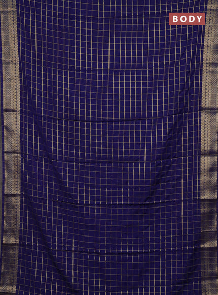Navy Blue Semi Mysore Silk Saree