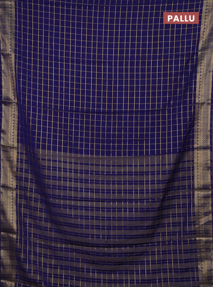 Navy Blue Semi Mysore Silk Saree