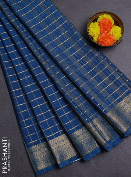 Peacock Blue Semi Mysore Silk Saree