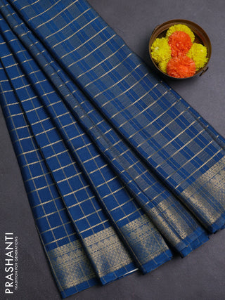 Peacock Blue Semi Mysore Silk Saree