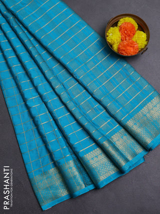 Teal Blue Semi Mysore Silk Saree