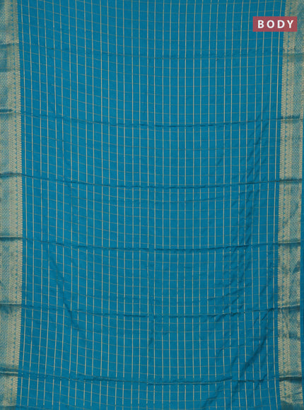 Teal Blue Semi Mysore Silk Saree