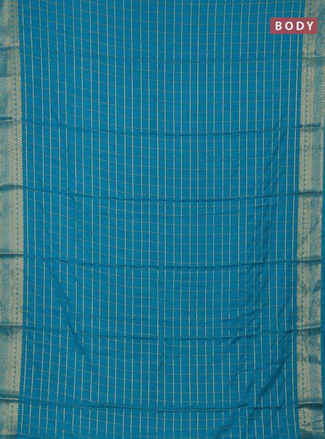 Teal Blue Semi Mysore Silk Saree