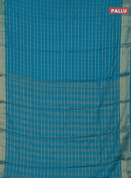 Teal Blue Semi Mysore Silk Saree