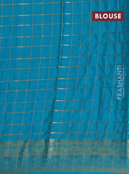 Teal Blue Semi Mysore Silk Saree