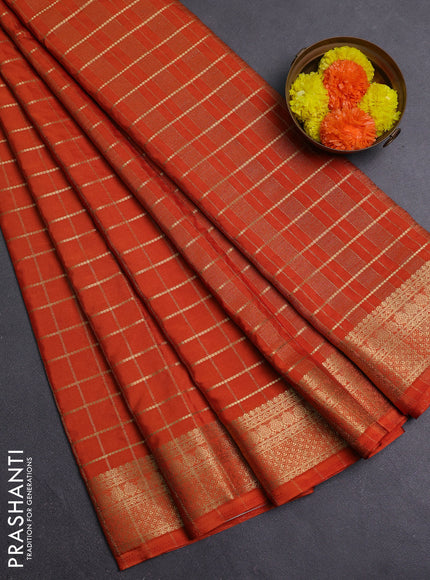 Rust Semi Mysore Silk Saree