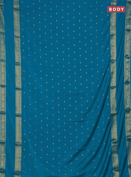 Teal Blue Semi Mysore Silk Saree