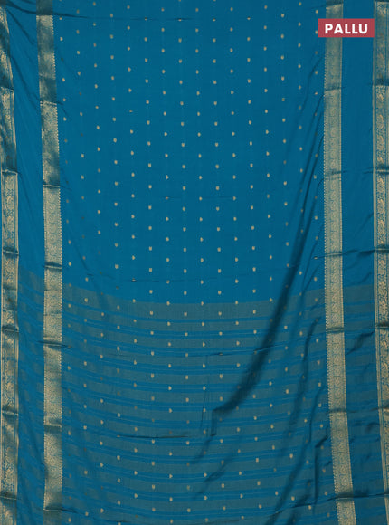 Teal Blue Semi Mysore Silk Saree