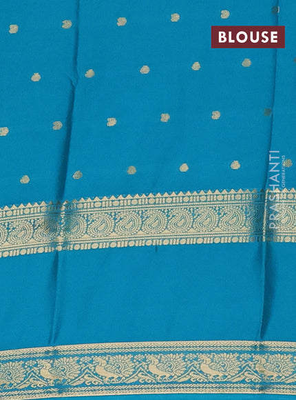 Teal Blue Semi Mysore Silk Saree