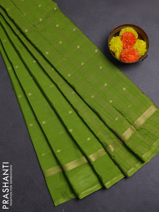 Lime Green Semi Mysore Silk Saree