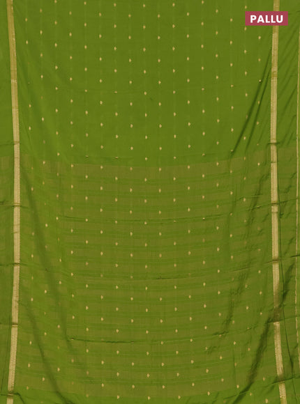 Lime Green Semi Mysore Silk Saree