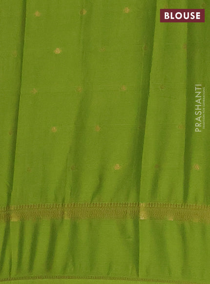 Lime Green Semi Mysore Silk Saree