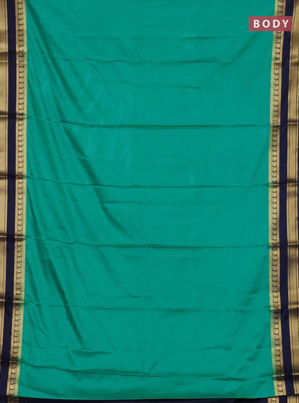 Green & Navy Blue Semi Mysore Silk Saree