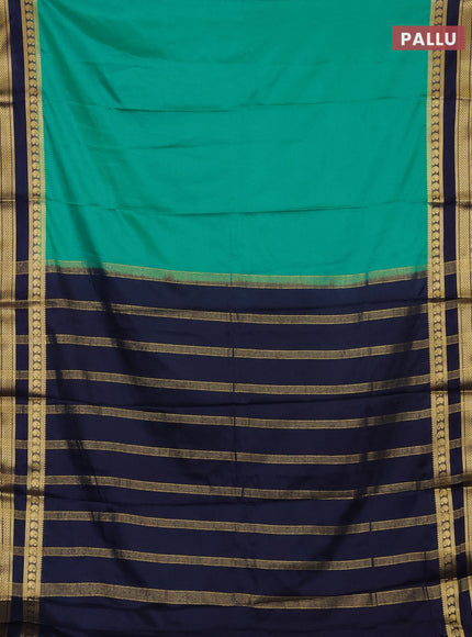 Green & Navy Blue Semi Mysore Silk Saree