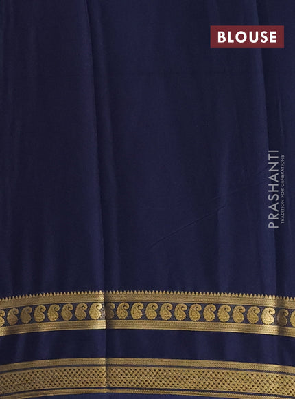 Green & Navy Blue Semi Mysore Silk Saree
