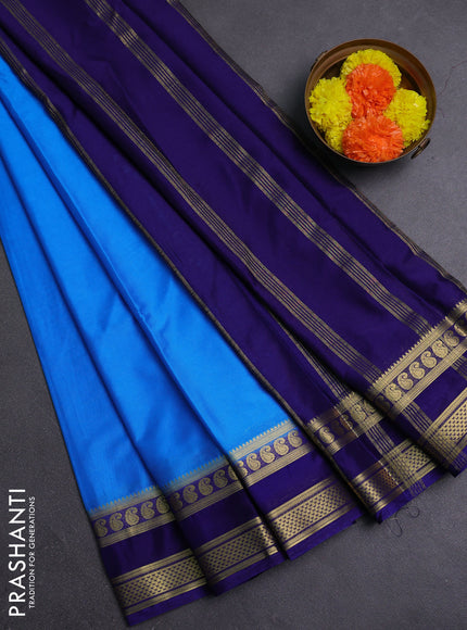 Teal Blue & Blue Semi Mysore Silk Saree