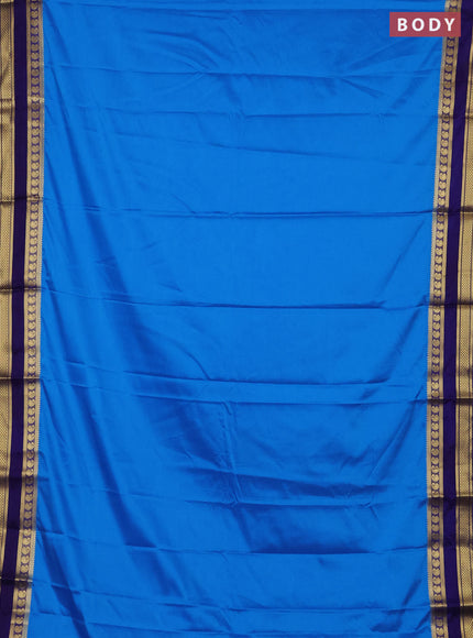 Teal Blue & Blue Semi Mysore Silk Saree