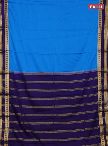 Teal Blue & Blue Semi Mysore Silk Saree