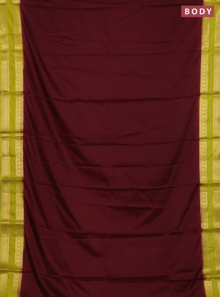 Wine & Lime Yellow Semi Mysore Silk Saree