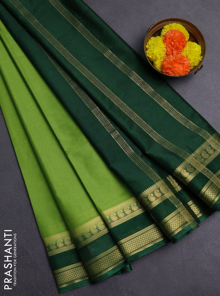 Lime Green & Green Semi Mysore Silk Saree