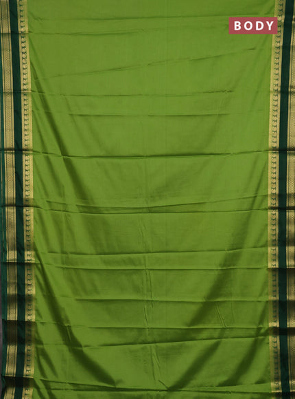 Lime Green & Green Semi Mysore Silk Saree