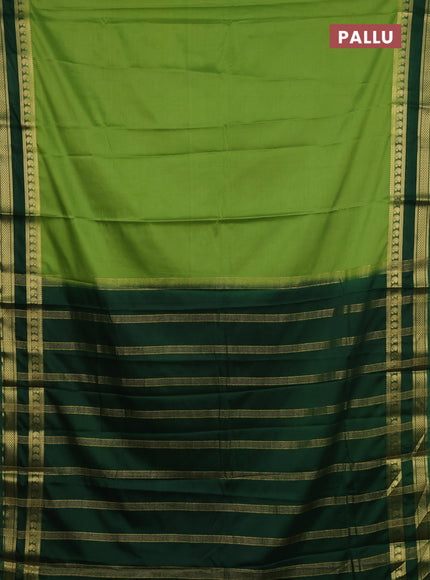 Lime Green & Green Semi Mysore Silk Saree