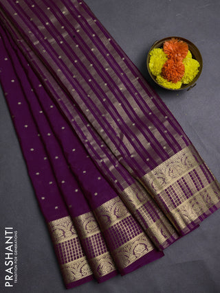 Wine Semi Mysore Silk Saree