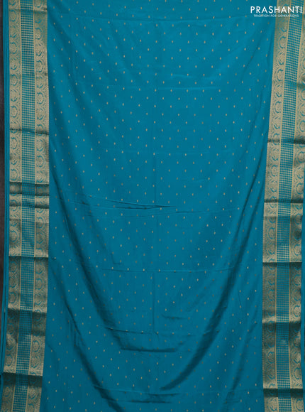 Teal Blue Semi Mysore Silk Saree