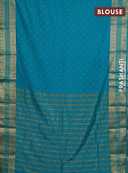 Teal Blue Semi Mysore Silk Saree
