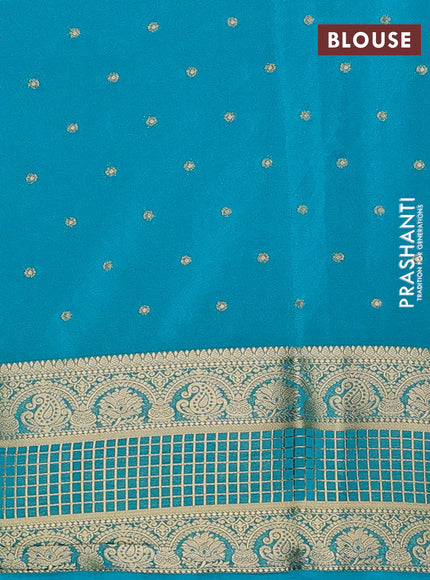 Teal Blue Semi Mysore Silk Saree