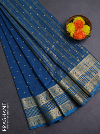 Peacock Blue Semi Mysore Silk Saree