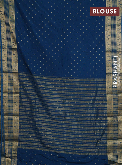 Peacock Blue Semi Mysore Silk Saree