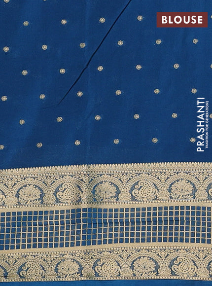 Peacock Blue Semi Mysore Silk Saree