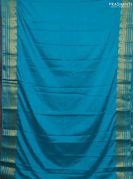 Teal Blue Semi Mysore Silk Saree