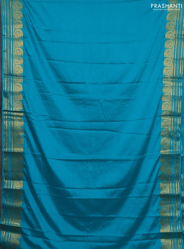 Teal Blue Semi Mysore Silk Saree